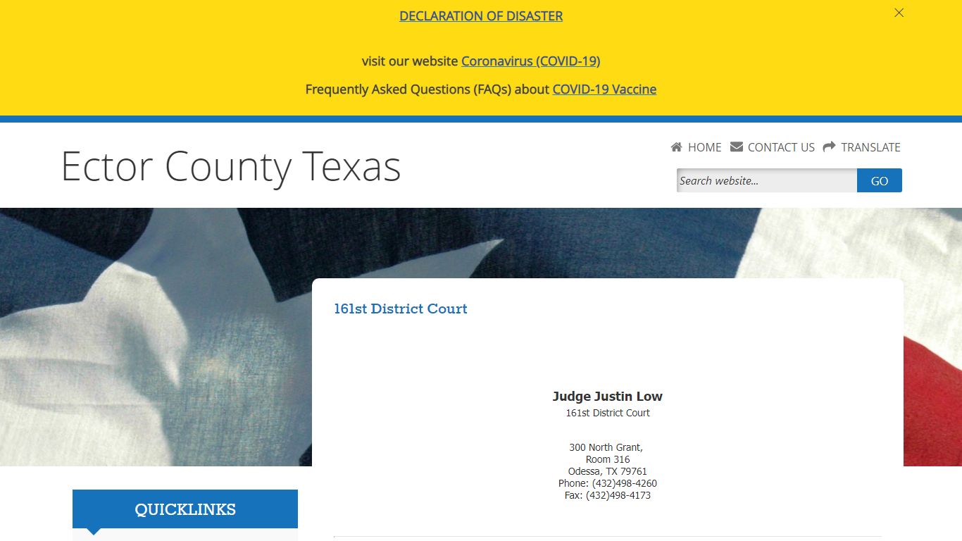 Welcome to Ector County - 161st District Court Webpage!